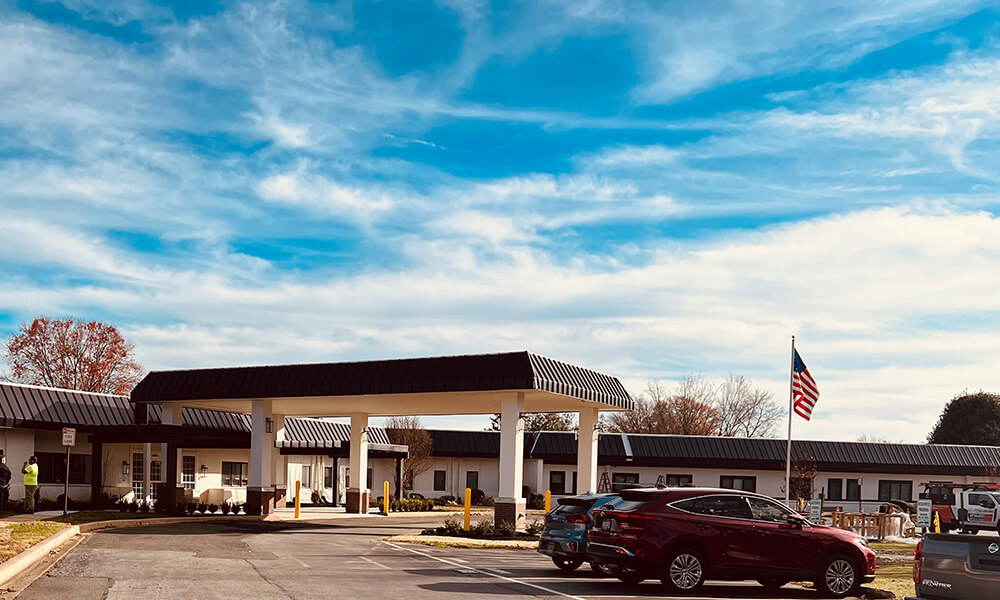 Exterior view of senior living building