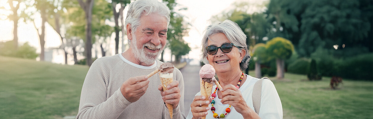 Seniors eating ice cream