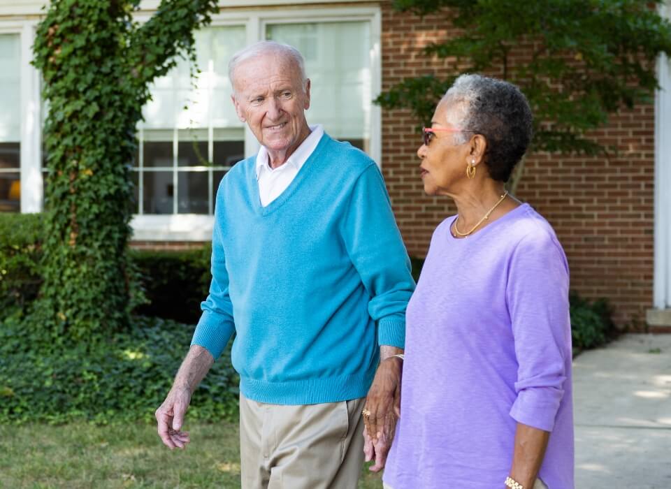 seniors walking outdoors